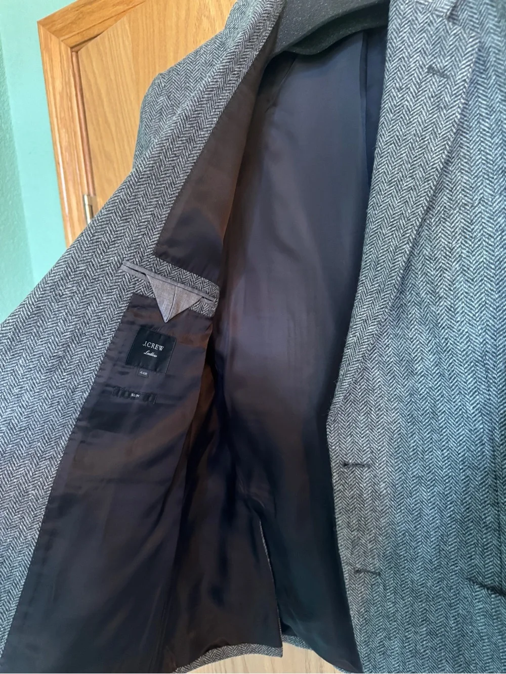 J.Crew Ludlow Gray Herringbone Wool Blazer 44R Slim